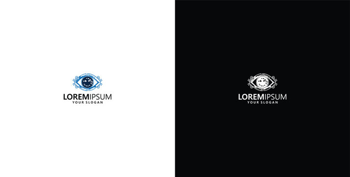 cyber eye logo design vector template