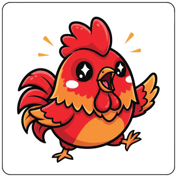 Cartoon Rooster Bird Character Design.