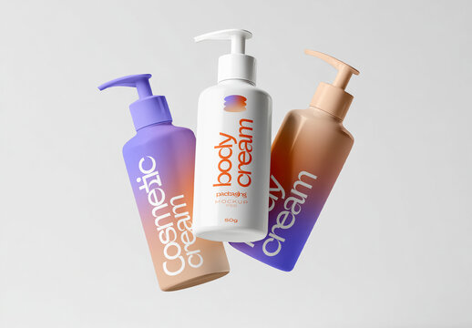 Body Cream Pump Bottle Mockup