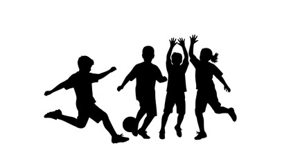 Obraz premium Kids Playing Football Silhouettes 