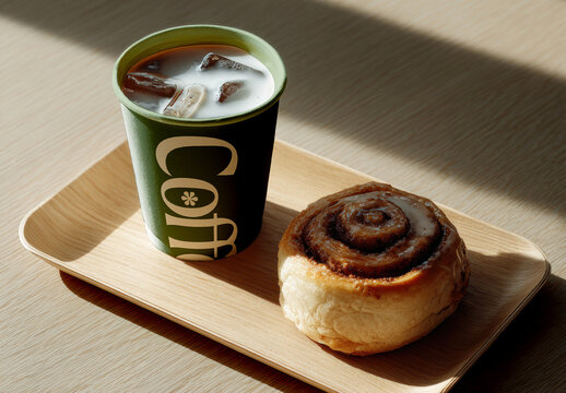 Iced Coffee Cup on Tray Mockup