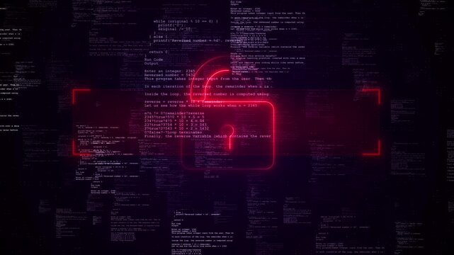 Neon code unlock cyber security background glowing lock icon, programming text, digital grid, purple space. hacking videos, security intros, password visuals, software demos, data protection graphics.