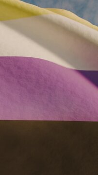 Non binary pride month flag waving in the full background