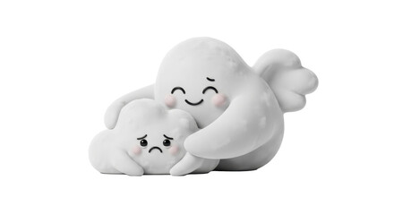 Naklejka premium Cute angel cloud hugging smaller cloud