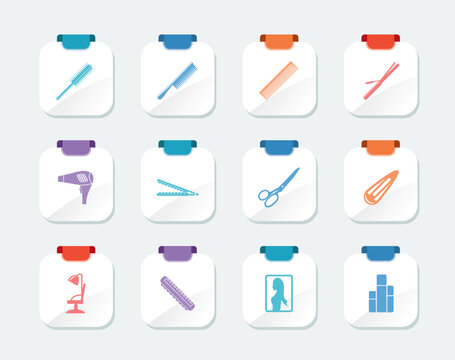 Bright hairdressing, coiffure and make-up icons - vector Icon Set