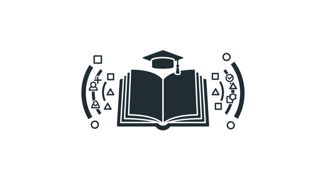 Graduation Cap on Open Book Icon.