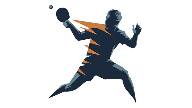 Table tennis art emblem ping pong graphics artistic abstract logo. Concept ping-pong stylized label illustration.