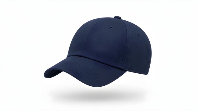 Blank navy blue baseball cap mockup isolated on white background front side view