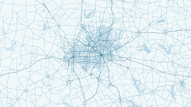 Modern minimalist vector map of Dallas, Texas, USA. High-quality scalable illustration of Dallas city grid, downtown, and DFW metroplex for posters and urban design.