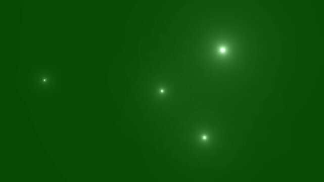 Optical lens flare effect, camera lens flares on green background, cinematic light flash, animation of camera flashes, light streaks lens flare effects, glow ray lights shine animation. 4k