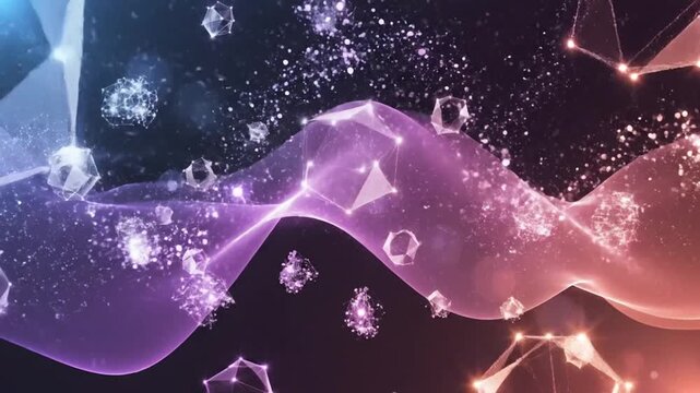 Abstract wavy gradient with particles and connected polygons