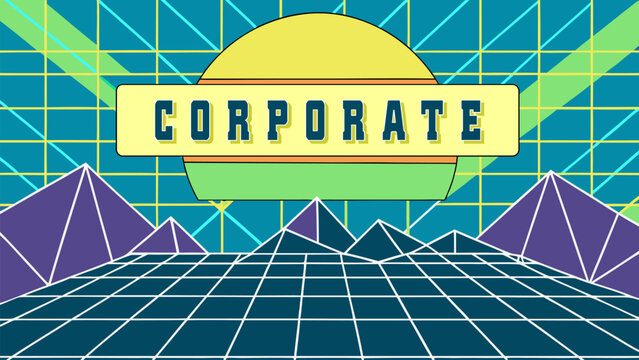 Vibrant vaporwave aesthetic illustration featuring digital sun, wireframe mountains, and perspective grid. Perfect for nostalgic tech branding, music posters, and creative web headers.