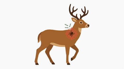 Obraz premium A stylized illustration depicting a deer, burdened by an infestation, drawing attention to a serious, yet easily preventable threat that impacts wildlife.