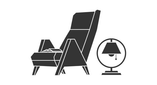 Modern reclining chair and lamp.