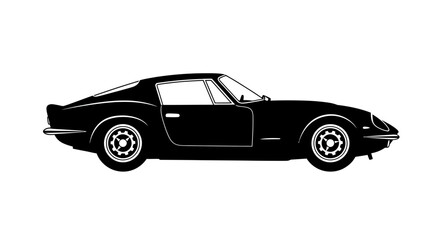 Obraz premium A simple silhouette of a vintage sports car on a white background
