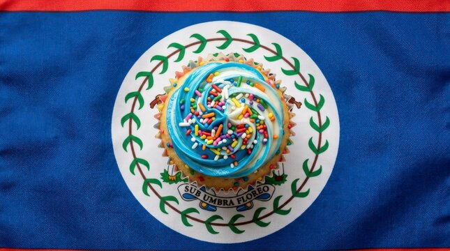 Cupcake on Belize flag