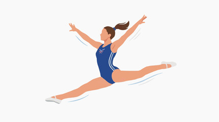 Fototapeta premium A gymnast performs a perfect split leap, embodying grace, athleticism, and the dedication of a champion in the realm of sports and art.