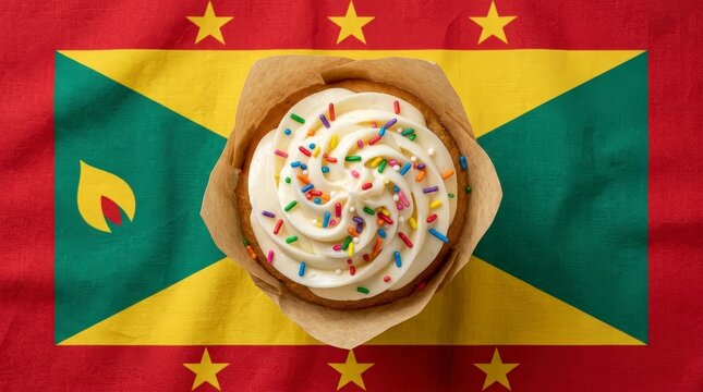 Cupcake with sprinkles on Grenada flag