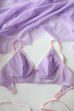 Flat lay with women romantic underwear, top view. Set of glamorous stylish sexy lace lingerie. Beauty, Shopping and fashion concept. Female bra, Lingerie advertising, flat lay top view copy space