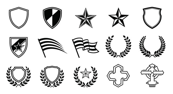 Heraldic Shields Laurel Wreaths and Achievement Symbols