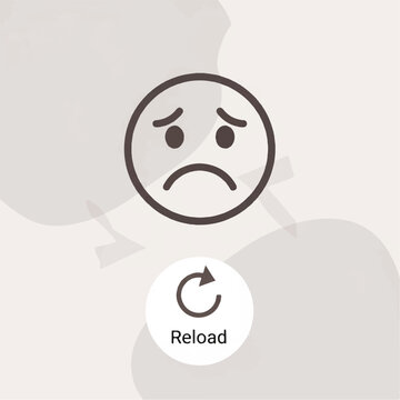 A frustrated emoticon reloads on a grey background with shadows.