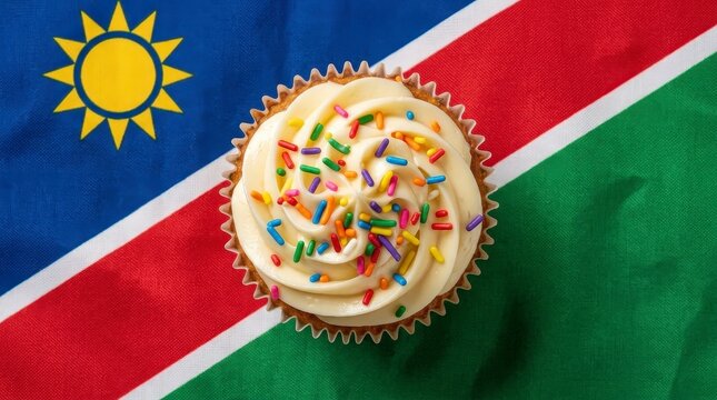 Namibian flag with a cupcake