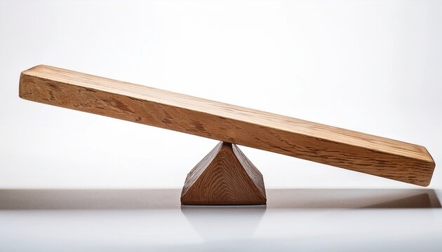 front view of a wooden seesaw in balance cut out