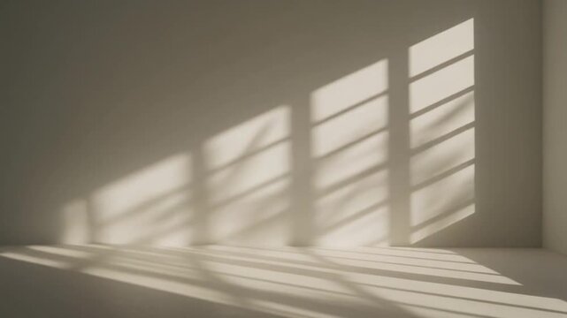 Sunlight Streaming Through Window Blinds Into Empty Room