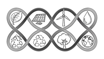 Sustainable Energy Symbol: A visually striking representation of sustainable energy sources and environmental consciousness, conveying the concept of a balanced ecosystem. © Nusaybah
