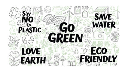 Fototapeta premium Eco-Friendly Scribbles: A vibrant illustration promoting eco-consciousness.