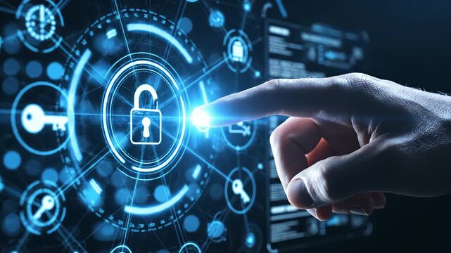 Cyber Security Network Protection with Digital Padlock Interface