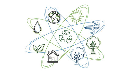 Fototapeta premium Earth's Ecosystem: An artistic representation of environmental elements comes together harmoniously, symbolizing the delicate balance of nature and the commitment to a sustainable future.