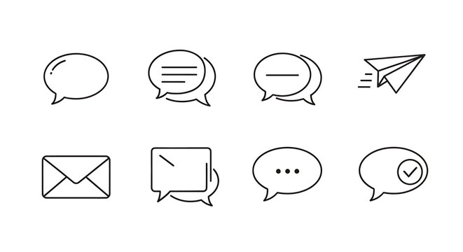 Black line icons of chat bubbles.