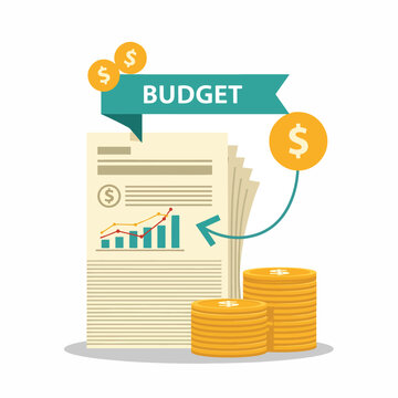 Budget Documents with Money and Graph.