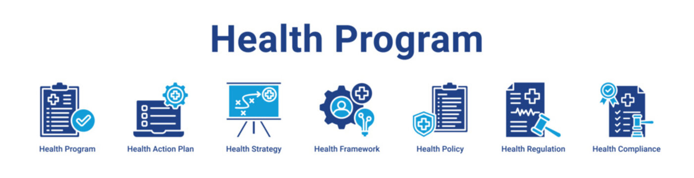 Health Program web Icon Banner and Collection