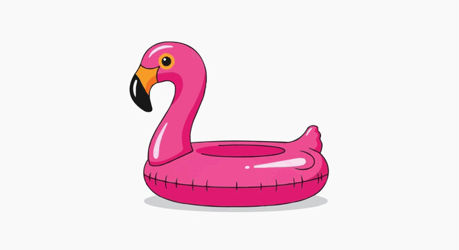 Vector illustration of a pink flamingo pool float inflatable.