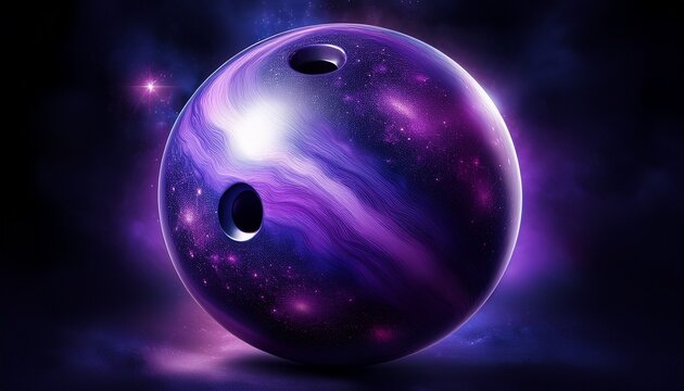 galaxy bowling ball with purple cosmic nebula pattern