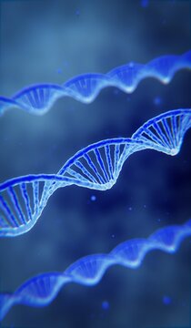 animated blue medical dna helix string, with floating particles