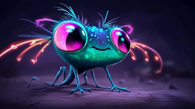 Enchanting Bioluminescent Creature with Big Eyes.