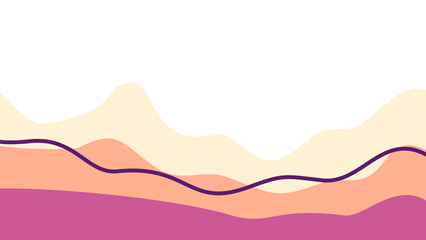 Creative fluid landscape illustration featuring apricot and berry pink waves. Dynamic plum purple line on abstract organic shapes, perfect for trendy web header and presentation.  © faizimunir