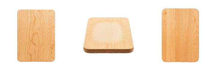 Naklejka premium Set of Square Wooden Serving Tray Isolated on White Background, PNG