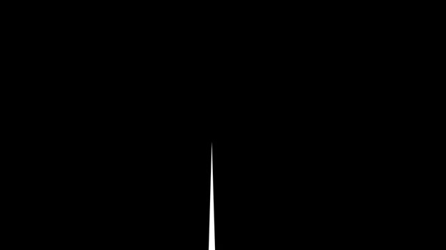 Sharp white geometric arrow wipe transition on a black background. Professional overlay for scene changes.