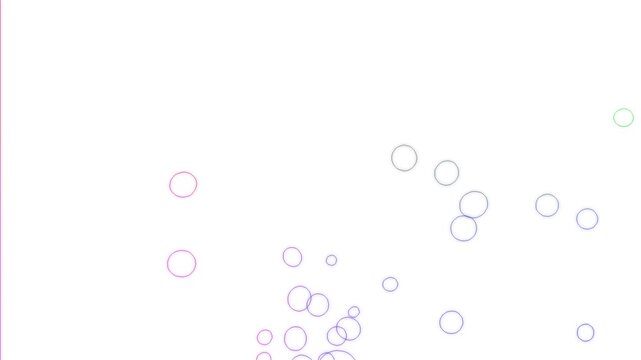 Modern colorful circle outlines floating upwards on a clean white background. Minimalist motion graphics.