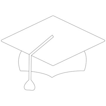 Graduation Cap Icon Vector Black Silhouette Mortarboard Isolated on Transparent Background Education Symbol