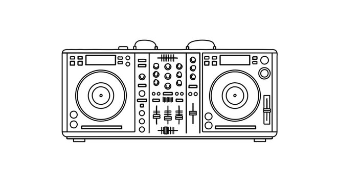 Dj controller line art icon