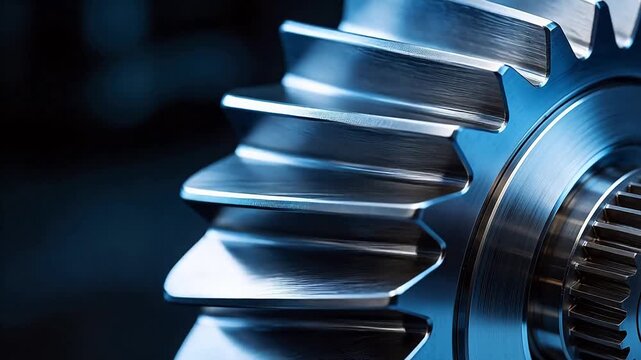 Closeup of a metallic gear