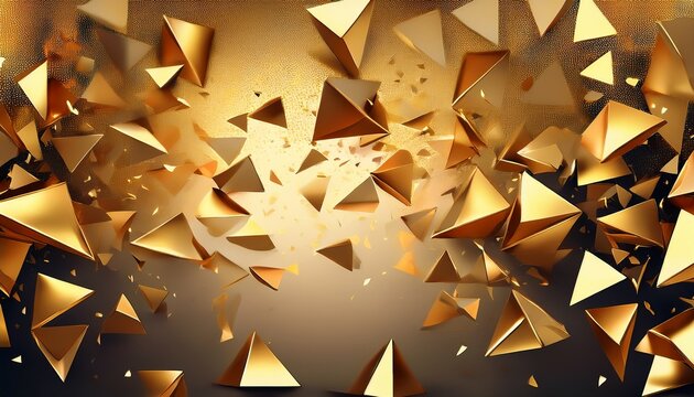 gold triangles confetti falling metallic celebration pattern