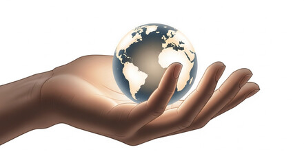 Human hand holding a glowing planet earth globe. © Bugang