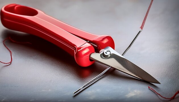 handheld red seam ripper removing stitches for sewing