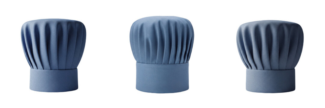 Set of Blue Chef Hat Toque Isolated on White Background, PNG